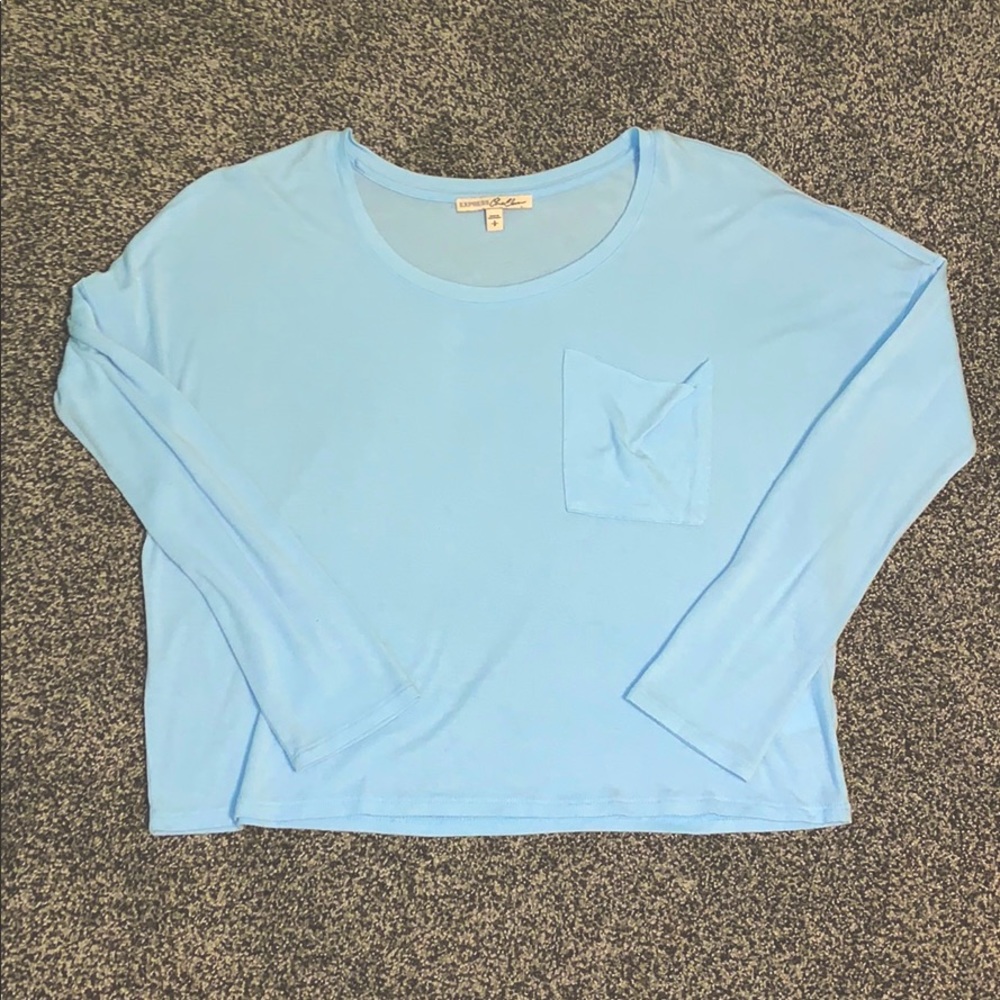 Boxy Long Sleeve Pocket Tee by Express